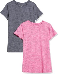 Amazon Essentials Women's Tech Stretch Short-Sleeve Crewneck T-Shirt, Pack of 2