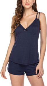 Ekouaer - Conjunto de pijama para mujer, camiseta sin mangas y pantalones cortos, tallas S a XXL