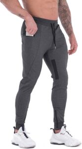 FIRSTGYM Mens Joggers Sweatpants Slim Fit Workout Training Thigh Mesh Gym Jogger Pants with Zipper Pockets